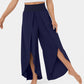 Loose Split Yoga Pants Summer Elastic High Waist Wide Leg Trousers