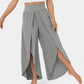 Loose Split Yoga Pants Summer Elastic High Waist Wide Leg Trousers