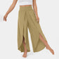 Loose Split Yoga Pants Summer Elastic High Waist Wide Leg Trousers