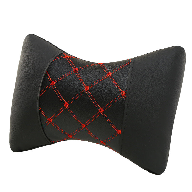 Leather Quilted Car Headrest To Protect Cervical Neck Pillow