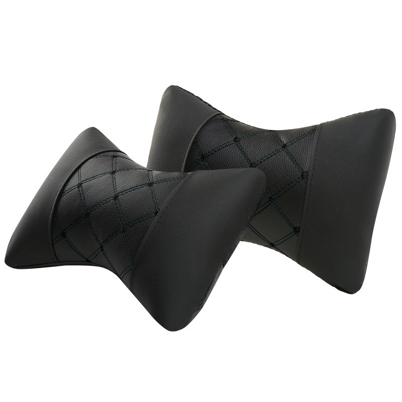 Leather Quilted Car Headrest To Protect Cervical Neck Pillow