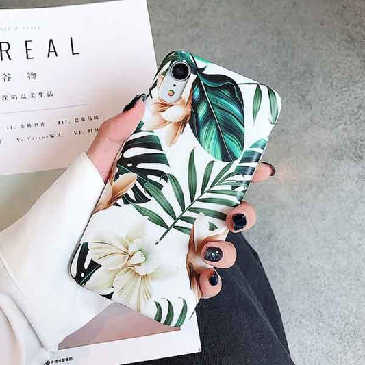 Compatible With Apple Flowers Banana Leaf Art Phone Case Soft Floral Phone Back