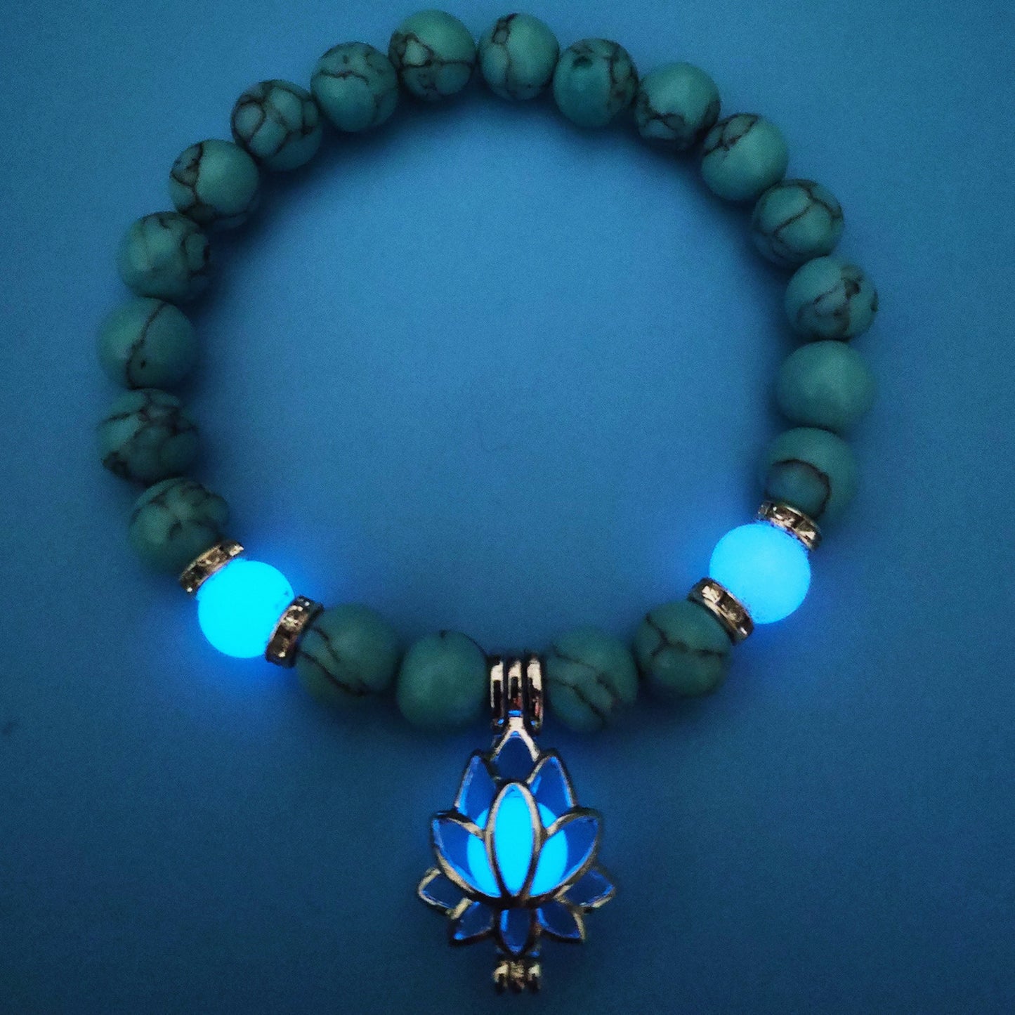 Energy Luminous Lotus Natural Stone Bracelet Charm Beads Bracelet For Men Women