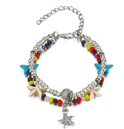 Mizhu Yoga Anklet Turtle Bracelet Beach Pendant Starfish Pearl Retro