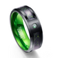 Matte Green Zircon Men Ring Tungsten Carbide Wedding Ring