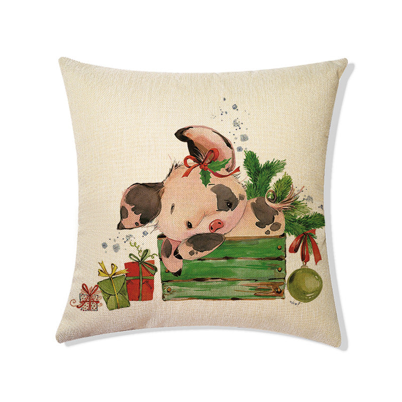 Rabbit Easter Eggs Truck Flower Basket Cushion Cover Throw Pillow Cover