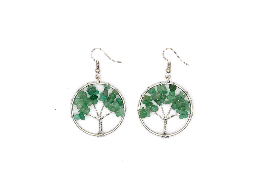 Natural Crystal Crushed Stone Tree Wishing Earrings