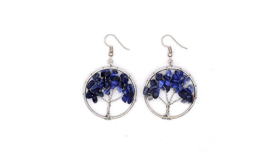 Natural Crystal Crushed Stone Tree Wishing Earrings