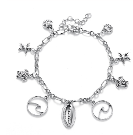 Mizhu Yoga Anklet Turtle Bracelet Beach Pendant Starfish Pearl Retro