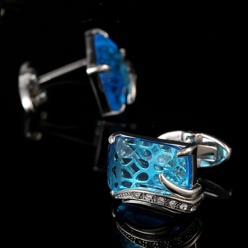 Men's Shirt Blue Crystal French Cufflinks