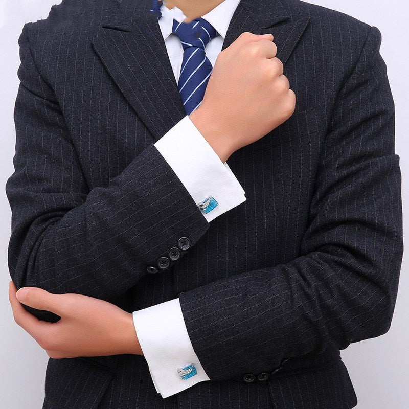 Men's Shirt Blue Crystal French Cufflinks