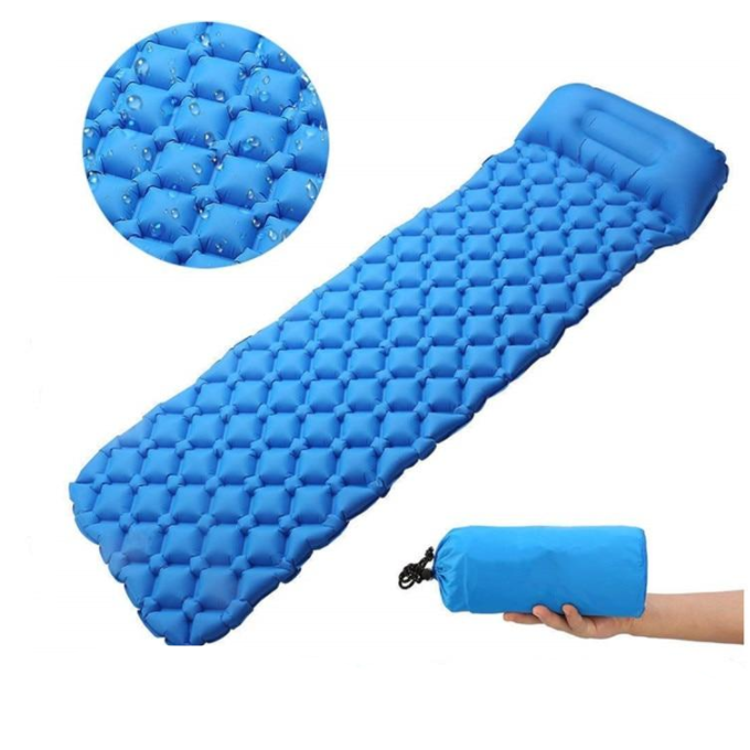 Outdoor Inflatable Camping Mat Sleeping Mattress With Pillow