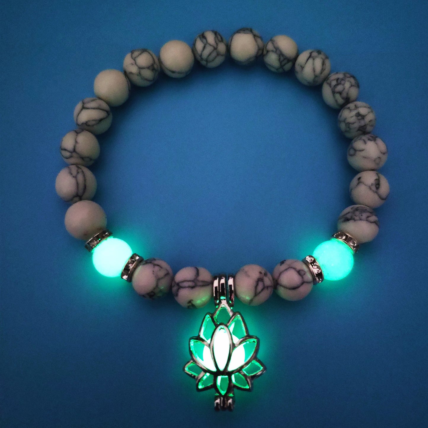 Energy Luminous Lotus Natural Stone Bracelet Charm Beads Bracelet For Men Women