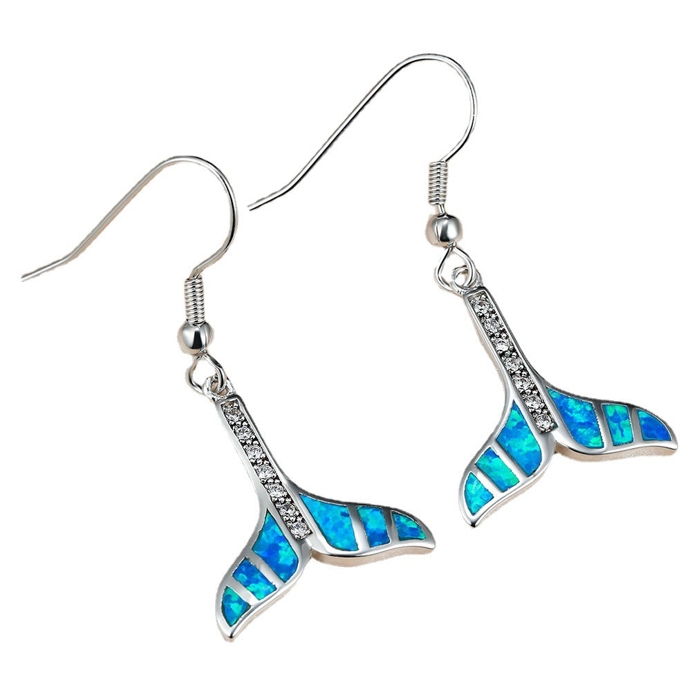 Women's Fashion Blue Fish Tail-shaped Earrings