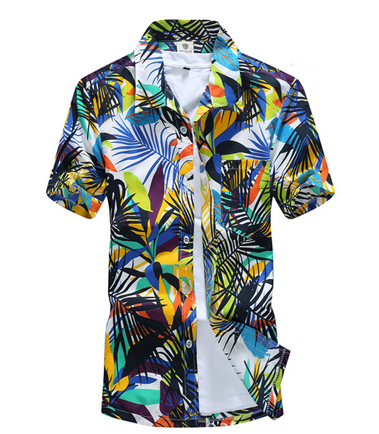 Summer beach shirt men's casual loose short-sleeved shirt