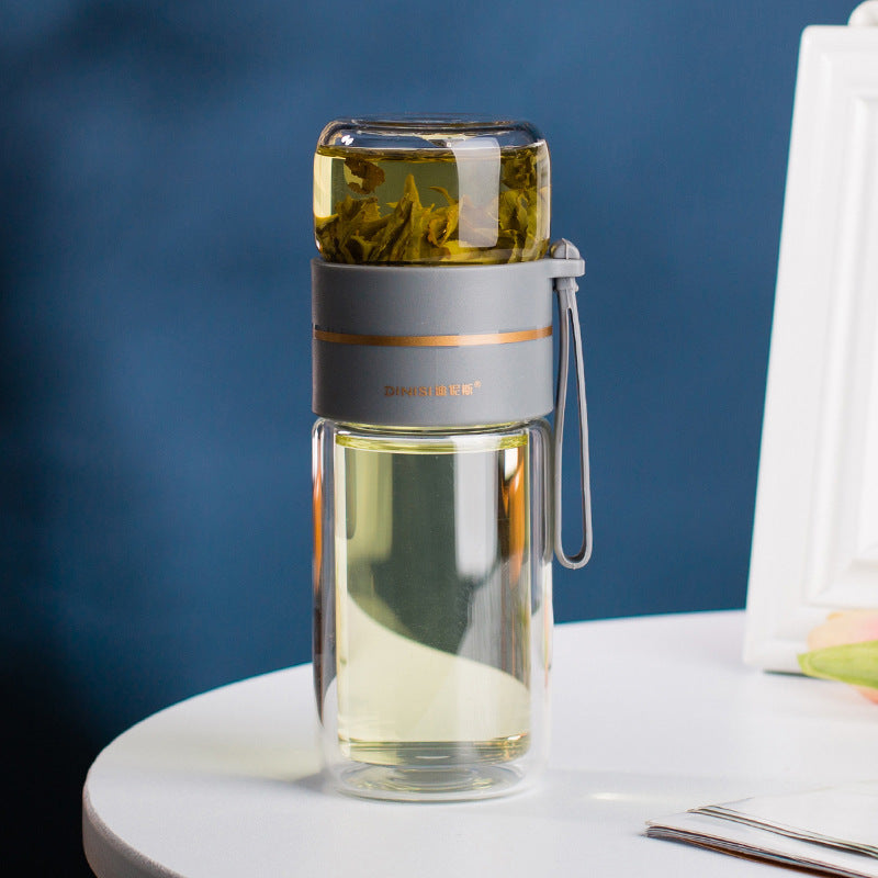 Glass Water Bottle With Tea Infuser Filter and Tea Separation