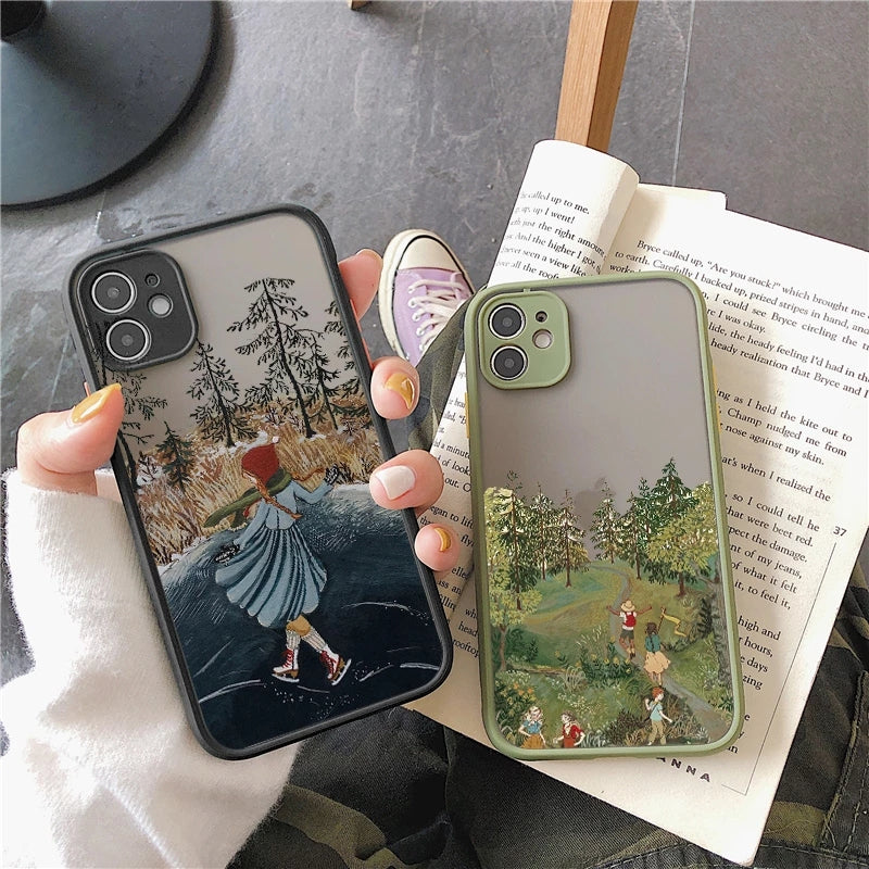 Vintage Cartoon Scenery Girl Phone Case