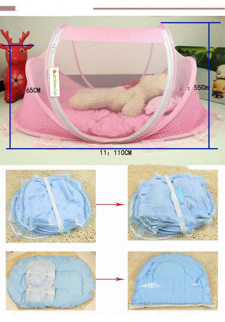 Foldable  Baby Bed Net With Pillow Net 2 Pieces Set