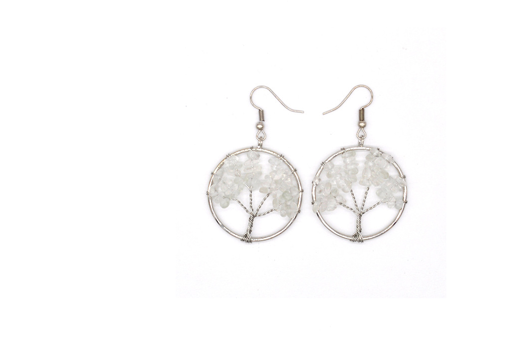 Natural Crystal Crushed Stone Tree Wishing Earrings