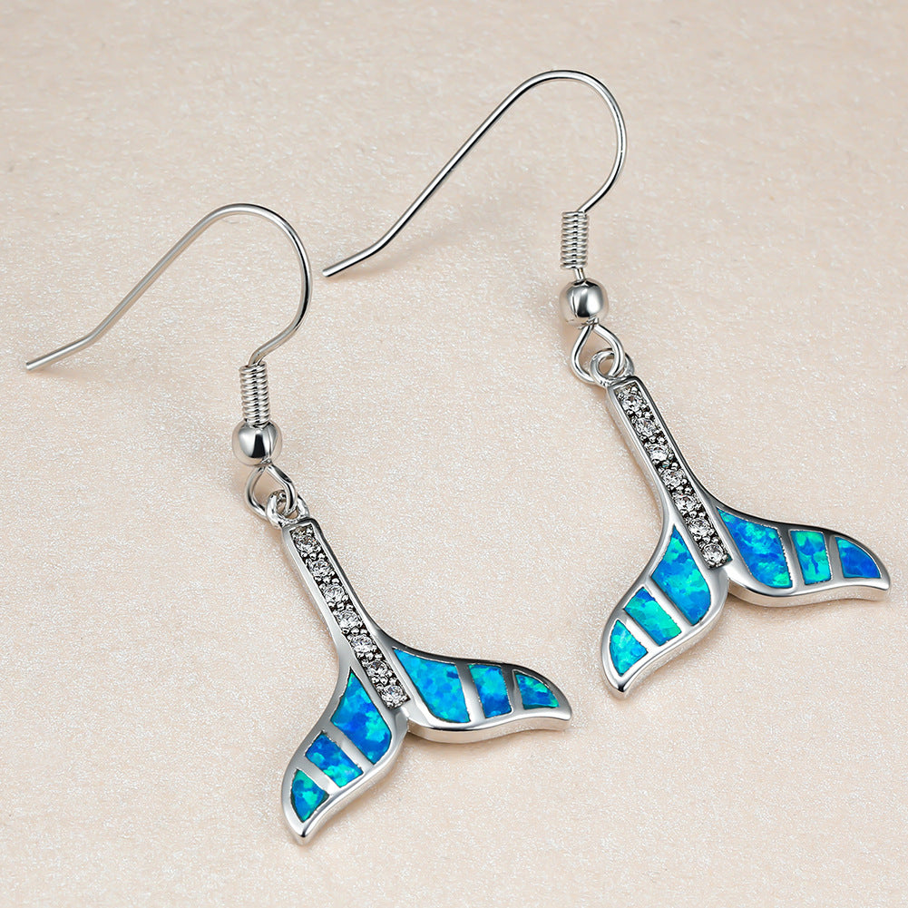 Women's Fashion Blue Fish Tail-shaped Earrings