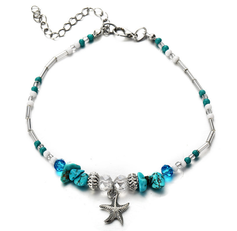 Mizhu Yoga Anklet Turtle Bracelet Beach Pendant Starfish Pearl Retro