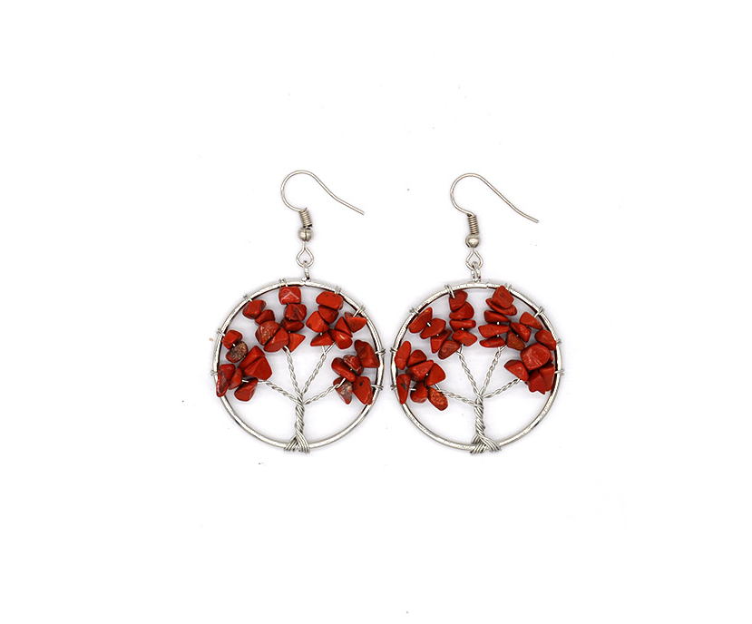 Natural Crystal Crushed Stone Tree Wishing Earrings