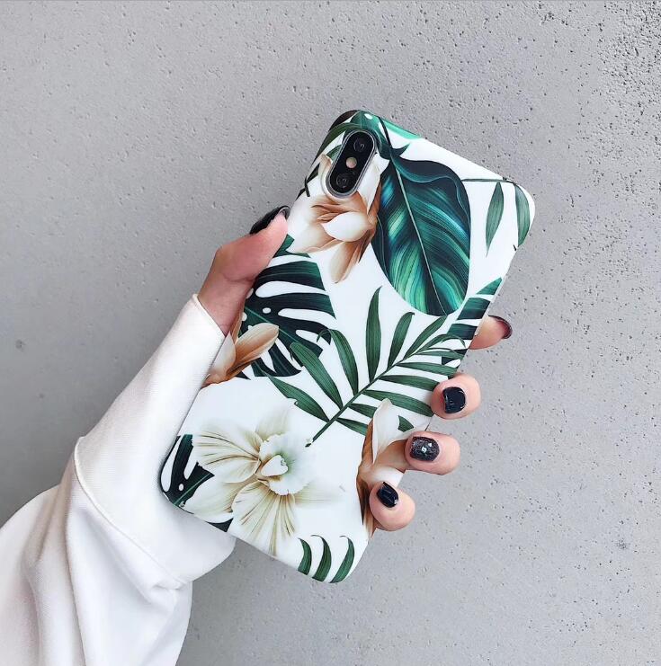 Compatible With Apple Flowers Banana Leaf Art Phone Case Soft Floral Phone Back