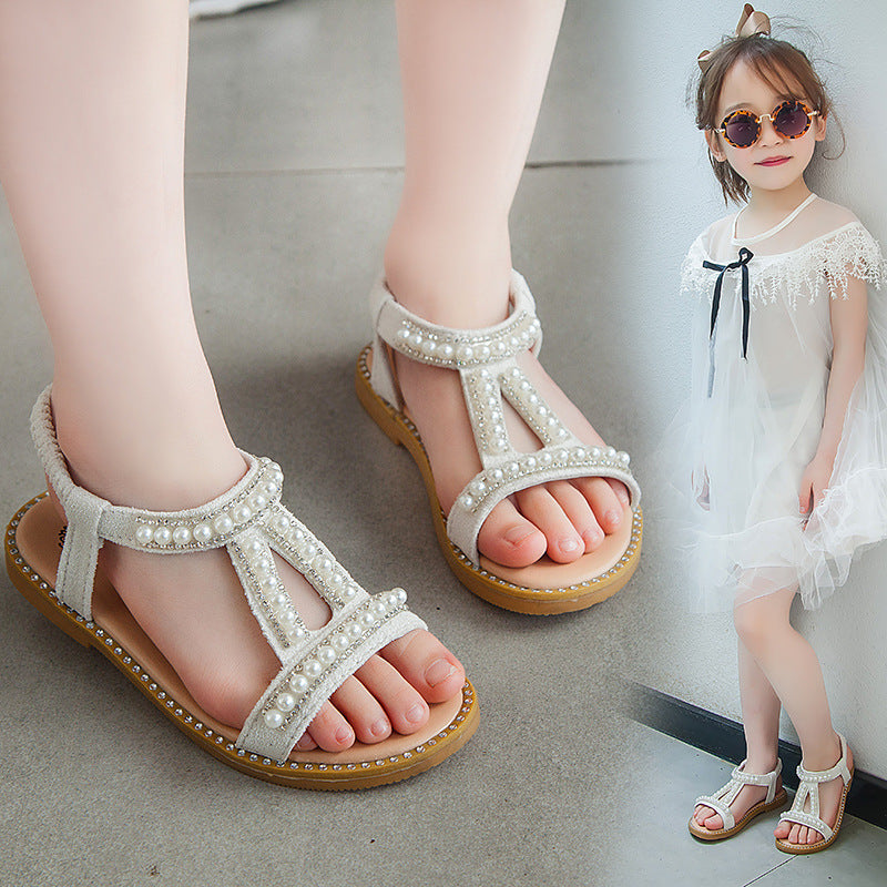 Summer Girls Pearl Toe Princess Sandals