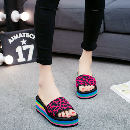 Slope slippers with thick bottom slip Home Furnishing lady shoes slippers summer beach