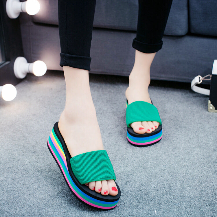 Slope slippers with thick bottom slip Home Furnishing lady shoes slippers summer beach