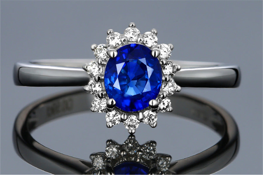 High-end foreign explosions jewelry high-grade blue zircon ring