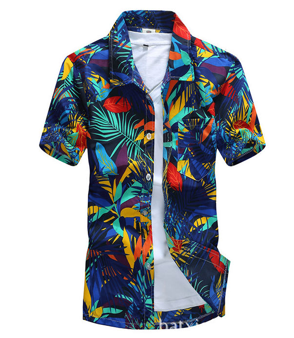 Summer beach shirt men's casual loose short-sleeved shirt