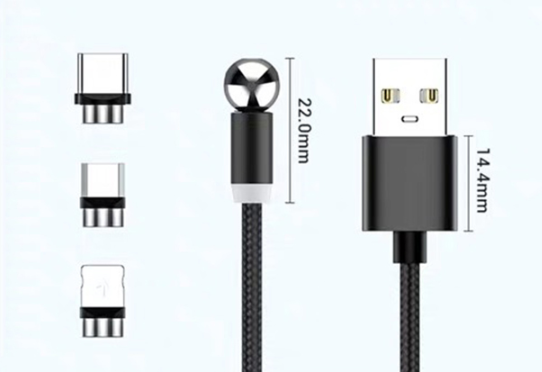 360 degree rotation of magnetic charging cable