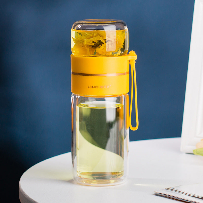 Glass Water Bottle With Tea Infuser Filter and Tea Separation