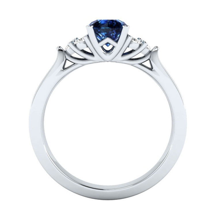 Sapphire zircon hot-plated 925 silver princess engagement ring