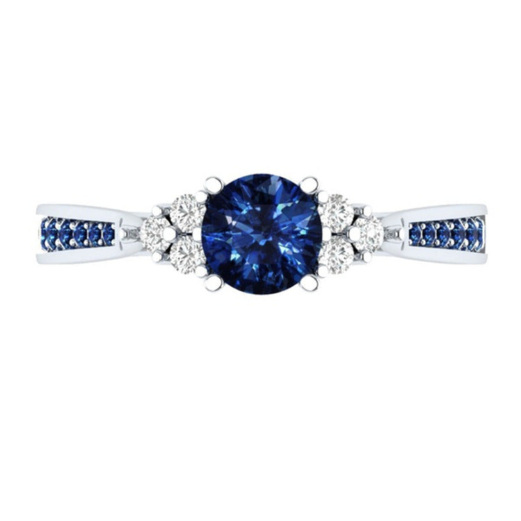 Sapphire zircon hot-plated 925 silver princess engagement ring