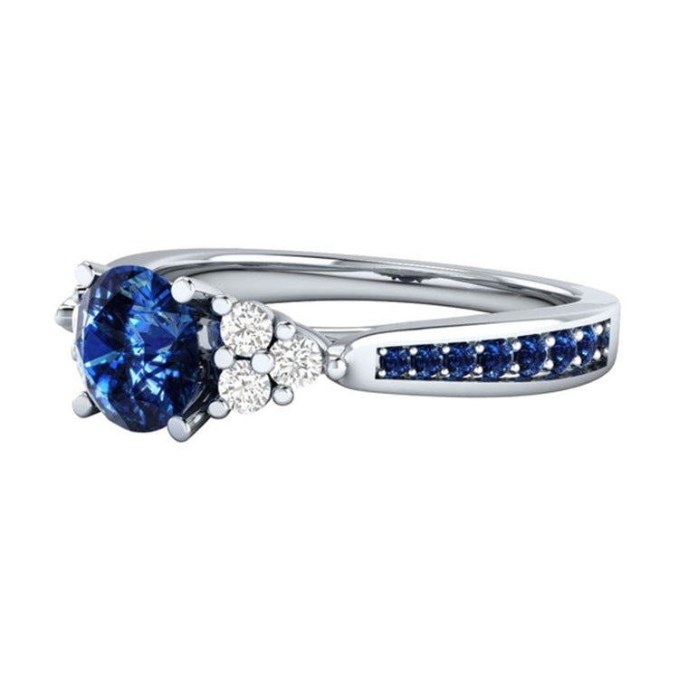 Sapphire zircon hot-plated 925 silver princess engagement ring