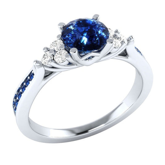 Sapphire zircon hot-plated 925 silver princess engagement ring