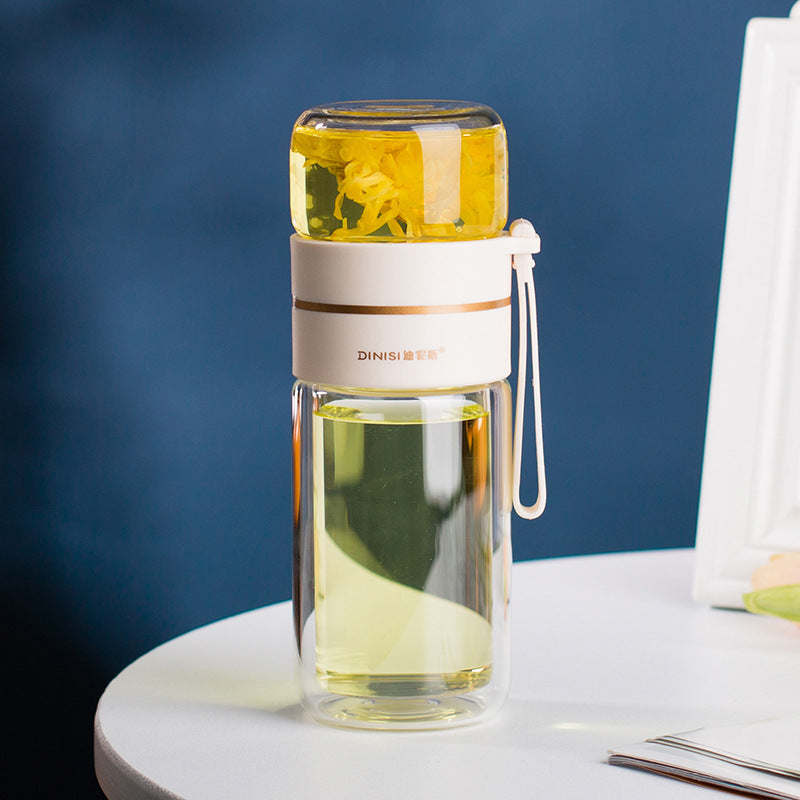 Glass Water Bottle With Tea Infuser Filter and Tea Separation