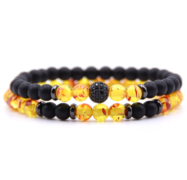 Micro-inlaid Zircon Bracelet 6mm Natural Stone Beaded Bracelet