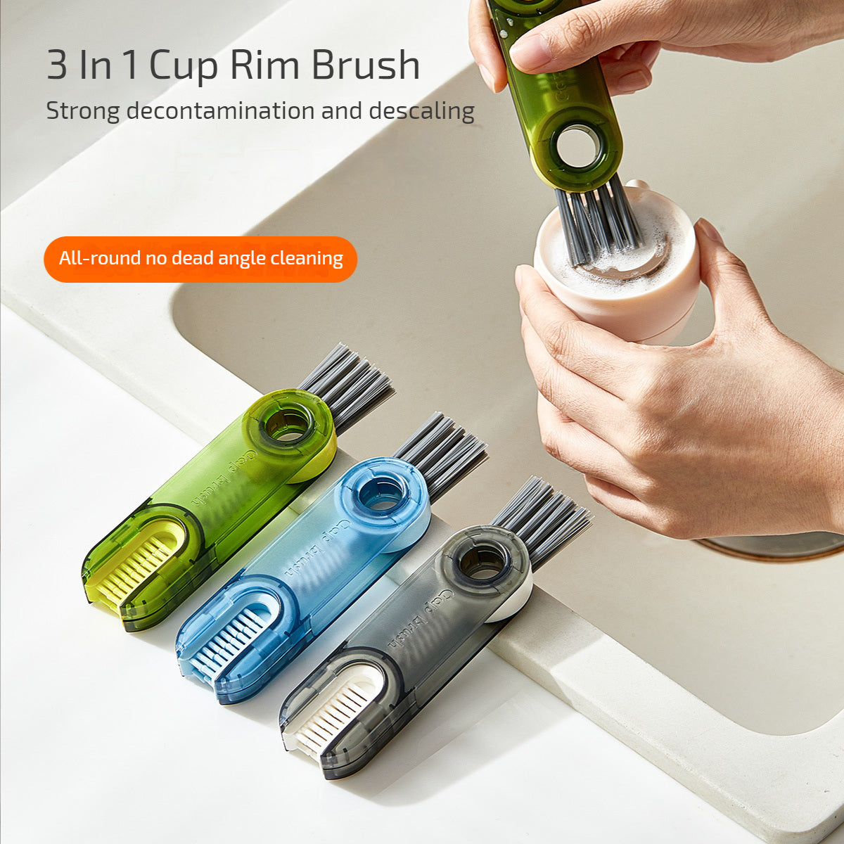 3 In 1 Tiny Bottle Cup Cover Brush Straw Cleaner Tools Multi-Functional Cleaning Brush