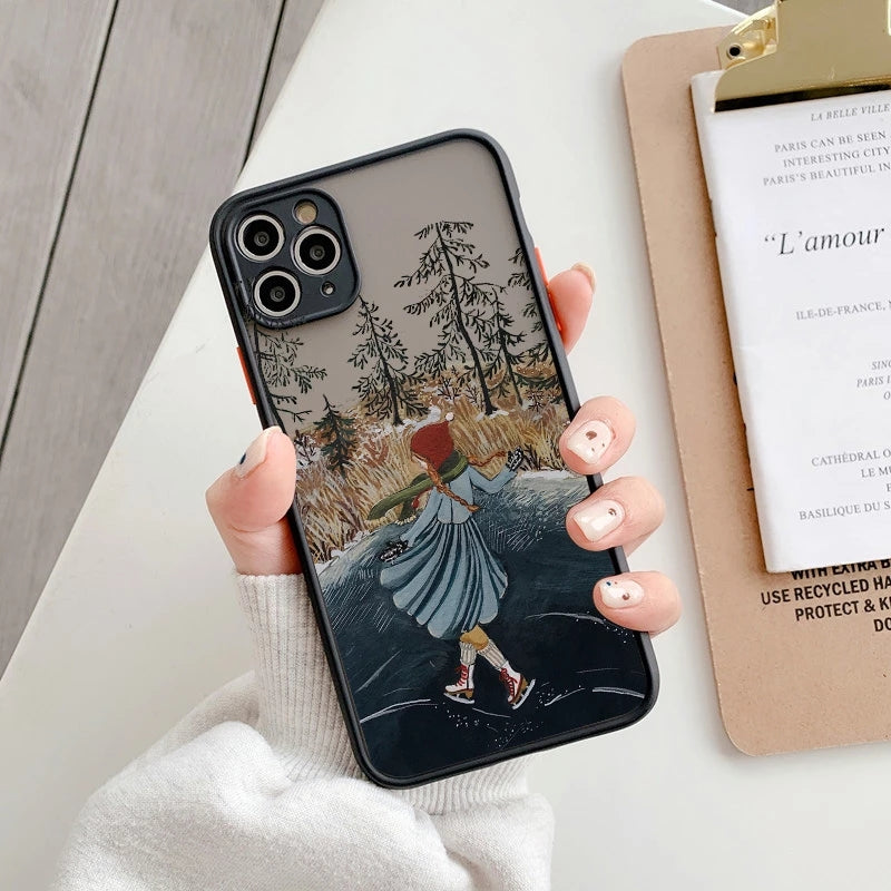 Vintage Cartoon Scenery Girl Phone Case