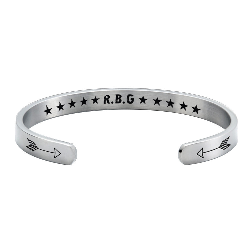 Stainless Steel C-Shaped Justice RBG Ginsburg Bracelet