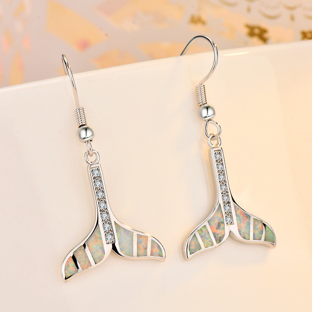 Women's Fashion Blue Fish Tail-shaped Earrings