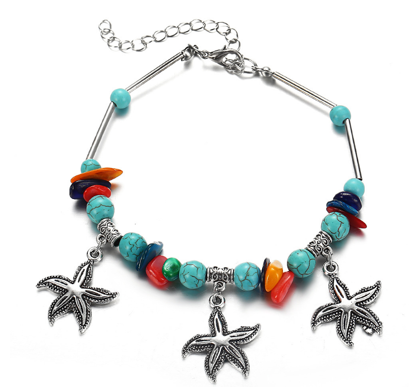 Mizhu Yoga Anklet Turtle Bracelet Beach Pendant Starfish Pearl Retro