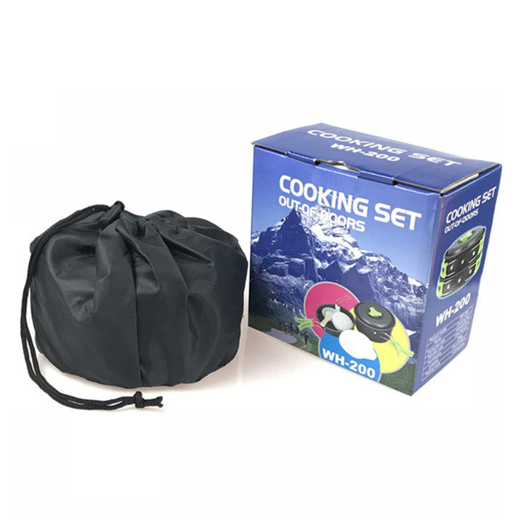 Outdoor Camping Pot Portable Combination 9 Piece Set