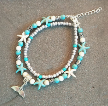 Mizhu Yoga Anklet Turtle Bracelet Beach Pendant Starfish Pearl Retro