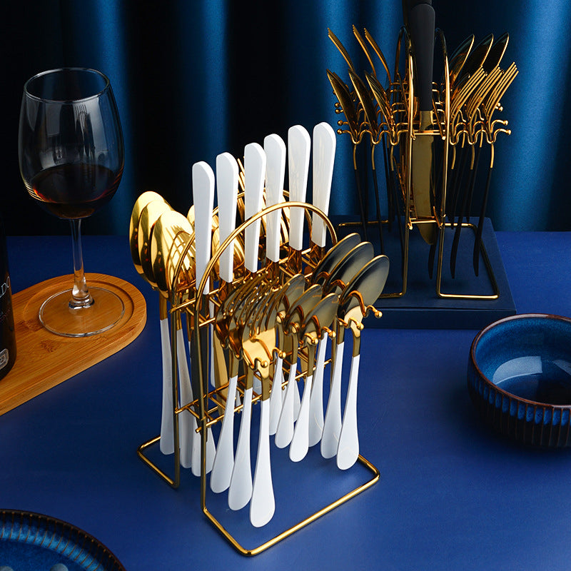 Gold Dinnerware Set Stainless Steel Tableware Set Knife Fork Spoon Luxury Cutlery Set