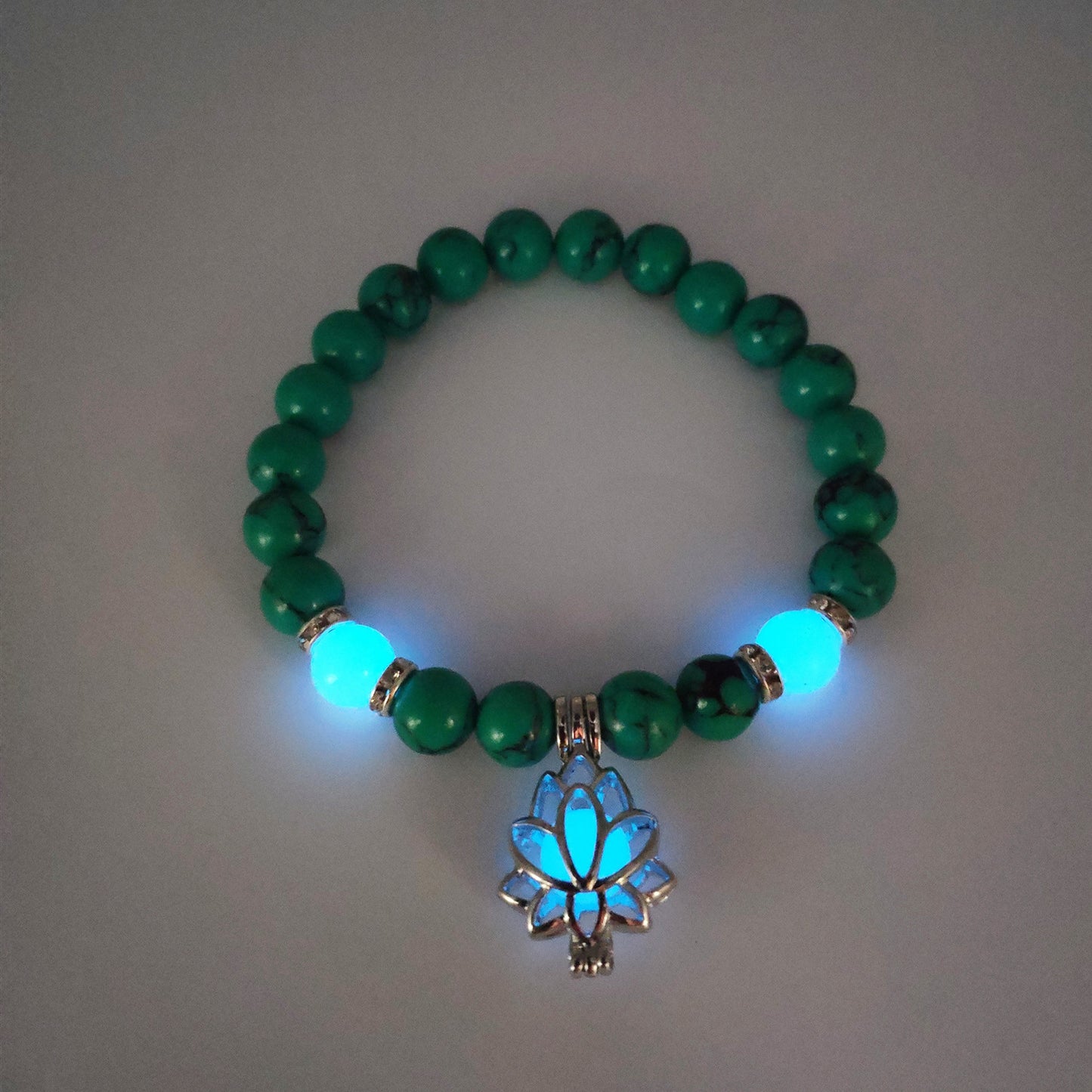 Energy Luminous Lotus Natural Stone Bracelet Charm Beads Bracelet For Men Women