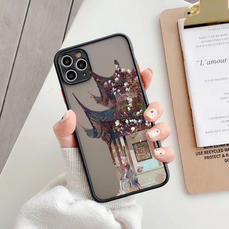 Vintage Cartoon Scenery Girl Phone Case